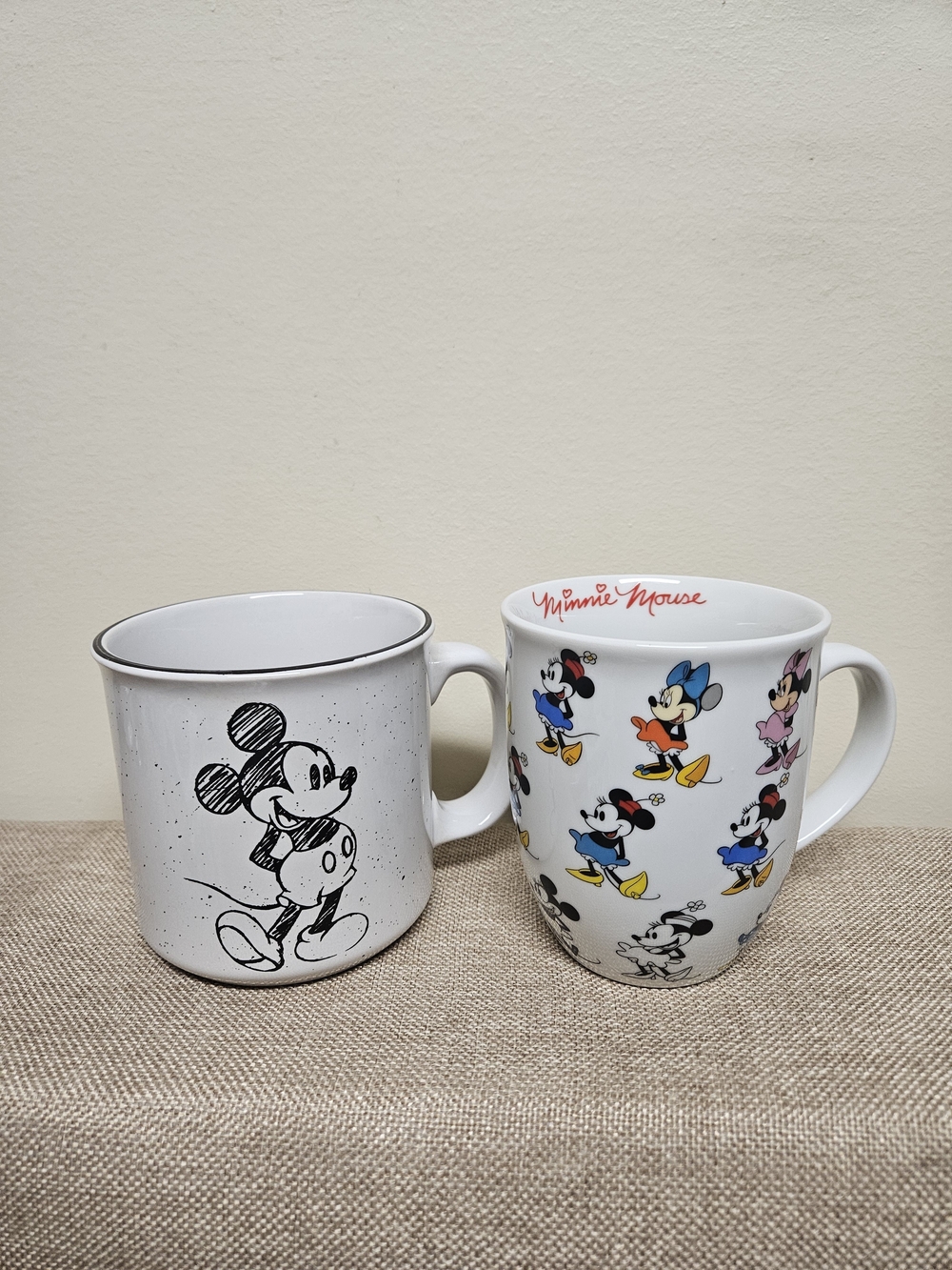 Disney Mickey "Sketch" & Minnie "Through Out The Years" artwork Ceramic Mugs